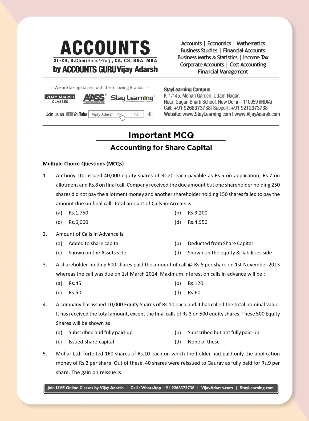 12th Accounts Marks Gainer by Vijay Adarsh Book - 14_C