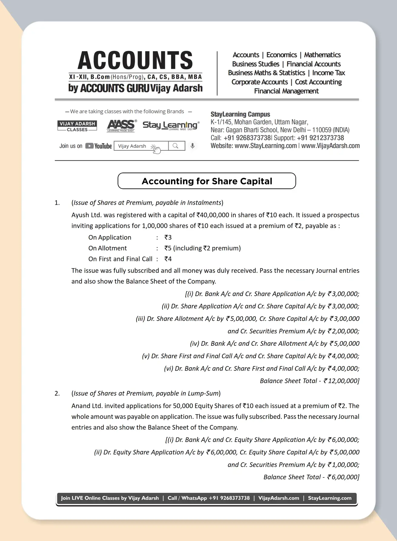 12th Accounts Marks Gainer by Vijay Adarsh Book - 9_C